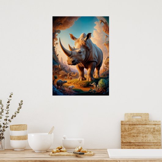 Poster Safari Surreal Rhino (Cuisine)