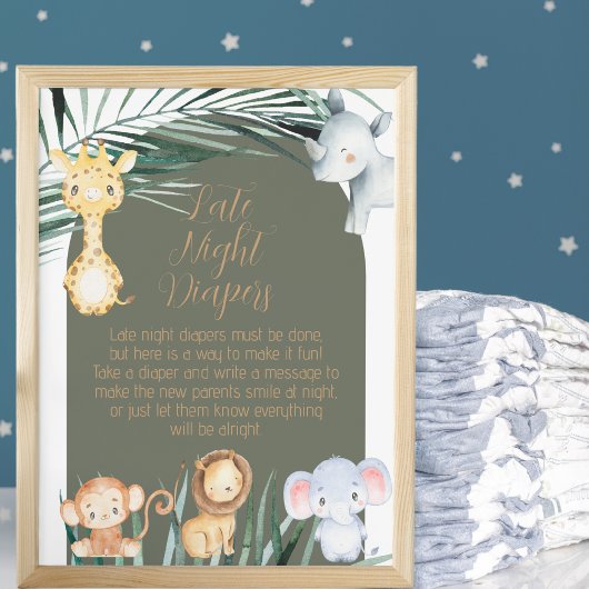 Poster Safari Thème Late Night Diaper Dit