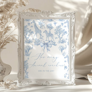 Poster Safari Toile de Jouy Combien de crackers d'animaux