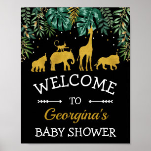 Poster Safari tropical Jungle Animaux Baby shower Bienven