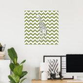 Poster Safari vert Chevron avec Giraffe d'Art Pop (Bureau à domicile)