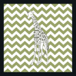 Poster Safari vert Chevron avec Giraffe d'Art Pop<br><div class="desc">Mod Chevron motif dans la palette de couleurs Safari Moods d'Emporio Moffa,  avec la girafe pop art sur un côté.</div>