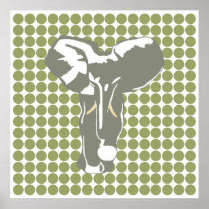 Poster Safari vert point avec Pop Art Elephant