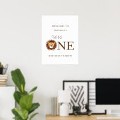 Poster Safari wild one 1st birthday welcome sign  (Bureau à domicile)