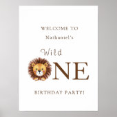 Poster Safari wild one 1st birthday welcome sign  (Devant)