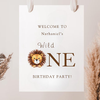 Poster Safari wild one 1st birthday welcome sign 