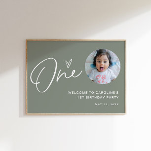 Poster SAGE Baby 1st Birthday Party Bienvenue