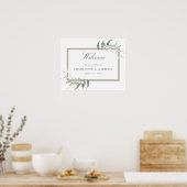 Poster Sage bleu vif verdure accueil mariage (Cuisine)