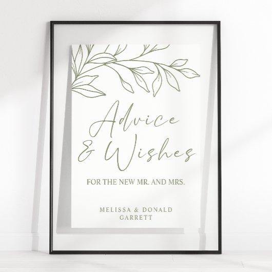 Poster Sage Boho Fleur Conseils et Vœux de Mariage Simple