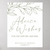 Poster Sage Boho Flower Simple Mariage Conseils et souhai (Devant)
