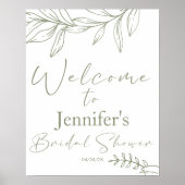 Poster Sage Boho Flowers Élégant Mariage Fête des mariées (Devant)