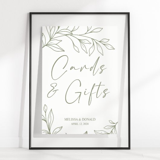 Poster Sage Boho Flowers Simple Mariage Carte & Cadeaux P