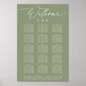 Poster Sage Calligraphie Mariage Welcome Seing Chart (Devant)