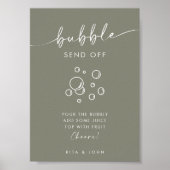 Poster Sage Chic Green Script Barre de bulles Mariage Sig (Devant)