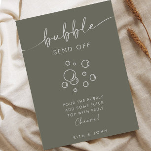 Poster Sage Chic Green Script Barre de bulles Mariage Sig