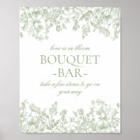 Sage Chinoiserie Vintage Floral Briquet Bar