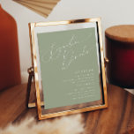 Poster Sage de script lunatique Signature verte Boissons<br><div class="desc">Voici notre magnifique script blanc signature verte signature signature signe parfait pour votre simple fête moderne de printemps boho. Notre design élégant comprend une palette de couleurs vives et pastel avec un script de calligraphie vintage et chic. Que vous préfériez un style minimaliste ou classique, notre produit éditable unique offre...</div>