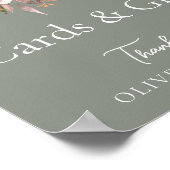 Poster Sage Floral Automne Vert Mariage Cartes & Cadeaux (Coin)