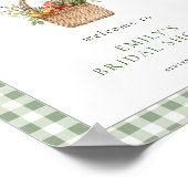 Poster Sage Gingham de Mariage de Bienvenue Douche Mariée (Coin)