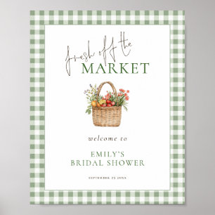 Poster Sage Gingham de Mariage de Bienvenue Douche Mariée