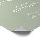 Poster Sage Gree Script Manuscrit Bienvenue 40e Anniversa (Coin)