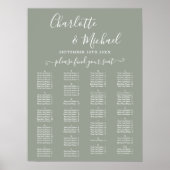 Poster Sage Green Alphabetical Wedding Seating Chart (Devant)