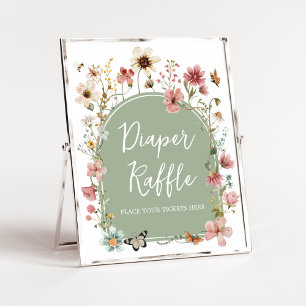Poster Sage Green Baby Bloom Baby shower Déchets Raffle