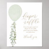 Poster Sage Green Balloon Baby shower Déchets Raffin (Devant)