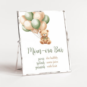 Poster Sage Green Bear Ballotte Baby shower Maman Osa Bar