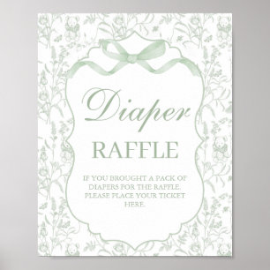 Poster Sage Green Bow Baby shower Garçon Chat