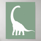 Poster Sage Green Brontosaurus Dinosaur Nursery Wall Art (Devant)