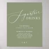 Poster Sage Green Calligraphie Mariage Signature Boissons (Devant)