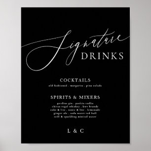 Poster Sage Green Calligraphie Mariage Signature Boissons