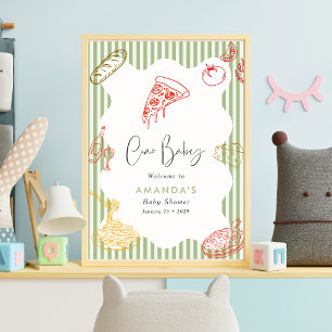 Poster Sage Green Ciao Baby Pizza Italienne Baby Shower 