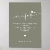 Poster Sage Green Confetti Moderne Envoyer Signal Mariage (Devant)