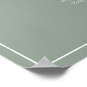 Poster Sage Green Crest Monogramme Mariage débranché (Coin)