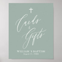 Sage Green Cross Boy Baptiser Cartes et Cadeaux Po