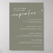 Poster Sage Green Dessert Cupcake Menu Mariage Signal (Devant)