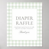 Poster Sage Green En vichy Baby shower Déchets Refus Sign (Devant)