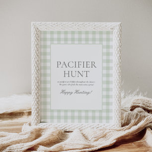 Poster Sage Green En vichy Baby shower Pacifique Chasse S