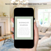 Poster Sage Green En vichy Midnight Diaper Baby shower