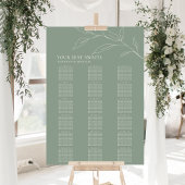 Poster Sage Green Feuille d'olive Mariage 18 Table Sièges