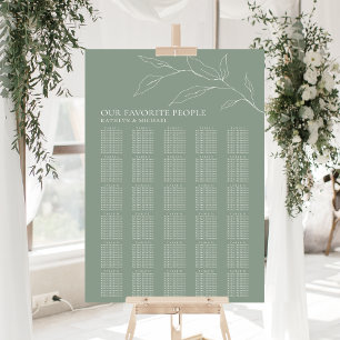 Poster Sage Green Feuille d'olive Mariage 30 Table Sièges