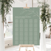 Poster Sage Green Feuille d'olive Mariage 30 Table Sièges