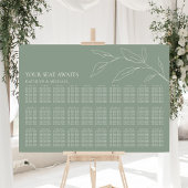 Poster Sage Green Feuille d'olive Mariage 30 Table Sièges