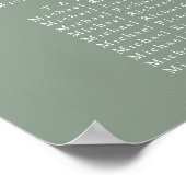 Poster Sage Green Feuille d'olive Mariage 6 Table Sièges (Coin)