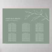 Poster Sage Green Feuille d'olive Mariage 6 Table Sièges (Devant)