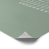 Poster Sage Green Feuille d'olive Mariage 6 Table Sièges (Coin)
