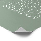 Poster Sage Green Feuille d'olive Mariage 8 Table Sièges (Coin)