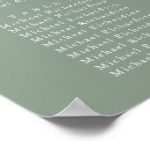 Poster Sage Green Feuille d'olive Mariage 9 Table Sièges (Coin)